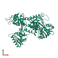 Monomeric assembly 1 of PDB entry 1lfh coloured by chemically distinct molecules, front view.