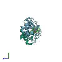 PDB entry 1lfm coloured by chain, side view.