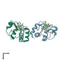 PDB entry 1lfm coloured by chain, top view.