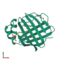 PDB entry 1lfo coloured by chain, front view.