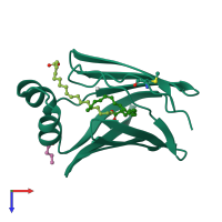 PDB entry 1lfo coloured by chain, top view.