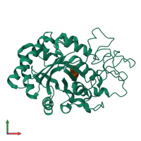 PDB entry 1lg1 coloured by chain, front view.