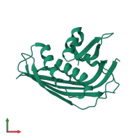 PDB entry 1lg7 coloured by chain, front view.