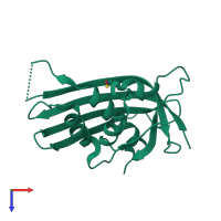 PDB entry 1lg7 coloured by chain, top view.
