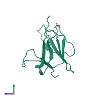 PDB entry 1lgp coloured by chain, side view.