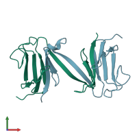 PDB entry 1lgq coloured by chain, front view.