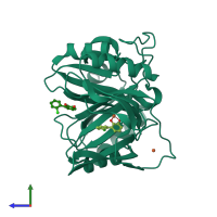 PDB entry 1lgt coloured by chain, side view.