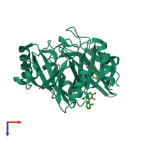 PDB entry 1lgt coloured by chain, top view.