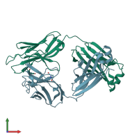 PDB entry 1lgv coloured by chain, front view.