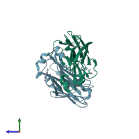 PDB entry 1lgv coloured by chain, side view.