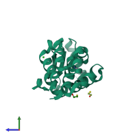 PDB entry 1lgw coloured by chain, side view.