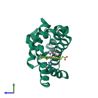 PDB entry 1lh7 coloured by chain, side view.