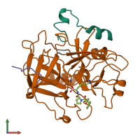 PDB entry 1lhe coloured by chain, front view.