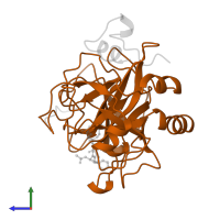 Thrombin heavy chain in PDB entry 1lhe, assembly 1, side view.