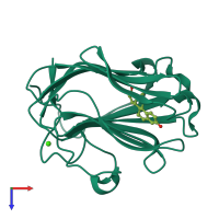 PDB entry 1lhu coloured by chain, top view.