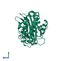 PDB entry 1li0 coloured by chain, side view.