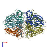 PDB entry 1li1 coloured by chain, top view.
