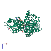 PDB entry 1li4 coloured by chain, top view.