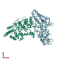 PDB entry 1li7 coloured by chain, front view.