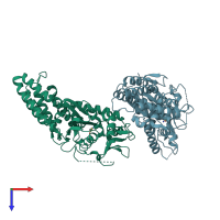 PDB entry 1li7 coloured by chain, top view.