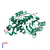 PDB entry 1li9 coloured by chain, top view.