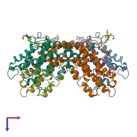 PDB entry 1lia coloured by chain, top view.