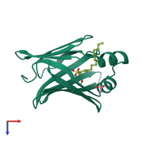 PDB entry 1lic coloured by chain, top view.