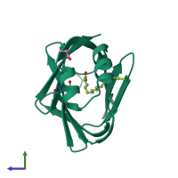 PDB entry 1lie coloured by chain, side view.