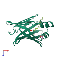 PDB entry 1lie coloured by chain, top view.
