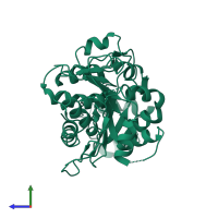 PDB entry 1lio coloured by chain, side view.