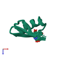 PDB entry 1lir coloured by chain, ensemble of 22 models, top view.