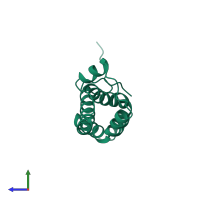 PDB entry 1lis coloured by chain, side view.