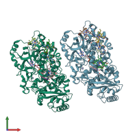 PDB entry 1lj1 coloured by chain, front view.