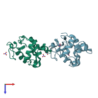 PDB entry 1lj3 coloured by chain, top view.