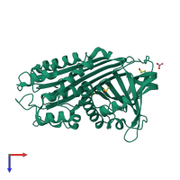 Monomeric assembly 1 of PDB entry 1lj5 coloured by chemically distinct molecules, top view.