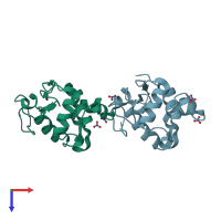 PDB entry 1lje coloured by chain, top view.