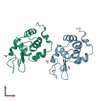 PDB entry 1ljg coloured by chain, front view.