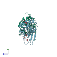 PDB entry 1ljg coloured by chain, side view.