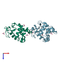 PDB entry 1ljg coloured by chain, top view.