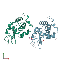 PDB entry 1lji coloured by chain, front view.