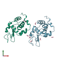 PDB entry 1ljk coloured by chain, front view.