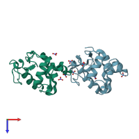 PDB entry 1ljk coloured by chain, top view.