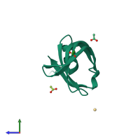 PDB entry 1ljo coloured by chain, side view.
