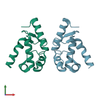 PDB entry 1ljp coloured by chain, front view.