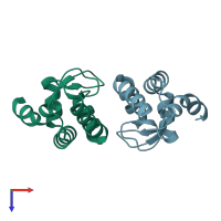 PDB entry 1ljp coloured by chain, top view.