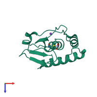 PDB entry 1lju coloured by chain, top view.