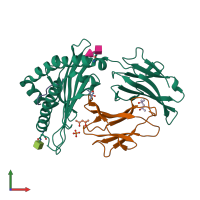 PDB entry 1lk2 coloured by chain, front view.