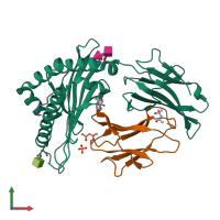 PDB entry 1lk2 coloured by chain, front view.