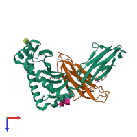 PDB entry 1lk2 coloured by chain, top view.