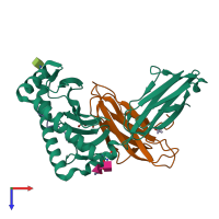 PDB entry 1lk2 coloured by chain, top view.